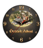 İsme Özel Gold Tasarımlı Fotoğraf Baskılı Duvar Saati
