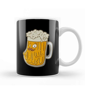 Adorable Mustachioed Beer Drinking Joke Drinkers Kupa Bardak Porselen
