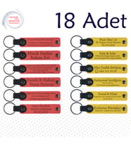 Nar Çiçeği & Sarı, 18’li Set, Kişisel Mesajlı Deri Anahtarlık, Türkçe Öğretmeninden Karne Sürprizi