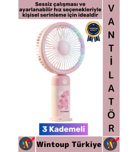 #Vantilatör Kompakt Sessiz Yoğun Üfleme Stantlı 3 Kademeli Şarjlı Mini El Masa Üstü Fanı Vantilatör