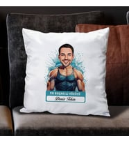 Kişiye Özel Hediye Karikatürlü En Başarılı Erkek Yüzücü Yastık