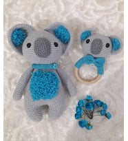 Uyku Arkadaşı Koala ve Çıngırak Takımı Amigurumi Organik Oyuncak