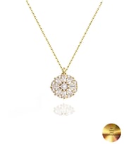 18k Serie Oro Baget Taşlı Çiçek Model Minimal Kadın Gümüş Kolye (Altın)