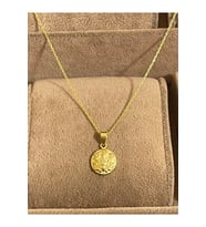 925 Ayar Gümüş Gold Renk Mitolojik Çiçek Desen Zincirli Kolye 45cm