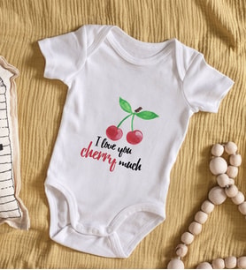BK Kids I love Cherry Much Tasarımlı Bebek Body Zıbın - Model 1