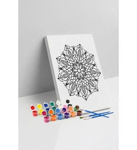 Kalem Desenli Mandala Tuval Boyama Seti 40x50 cm