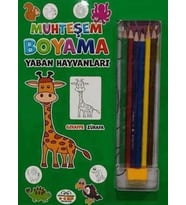 Muhteşem Boyama - Yaban Hayvanları + 6lı Boya Kalemi