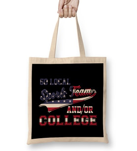 Go Local Sports Team Or College USA Flag Patriotic Bez Çanta Uzun Saplı