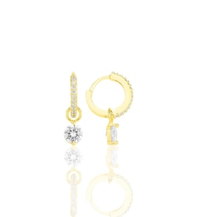 Gümüş altın yaldızlı zirkon taşlı halka küpe SGTL12252GOLD