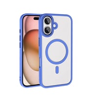 Apple iPhone 16 Plus Uyumlu Kılıf Wireless Şarj Özellikli Zore Krom M-safe Silikon Kapak (Mavi)