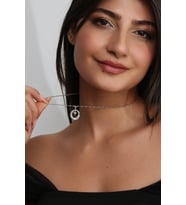925 Ayar Gümüş Zirkon Taşlı Kalp Kolye -GV8504 (Gümüş)