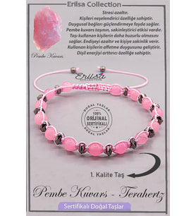 Sertifikalı AAA+ Kalite Gerçek Terahertz - Pembe Kuvars Taşı Bileklik