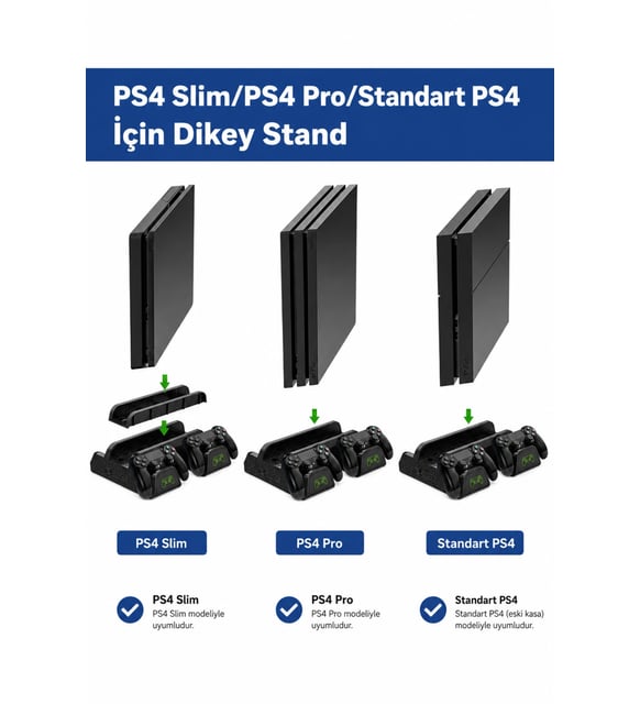 PS4 3 Soğutma Fanlı Stand Şarj Dock Playstation 4 Slim TP4-882C