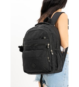 Ultra Hafif Çok Cepli Orta Boy Sırt Çantası Unisex Siyah (Model: 571-3E)
