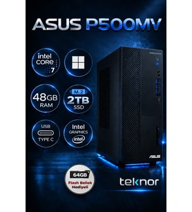Asus Expertcenter P500MV Intel Core 7 240H 48 GB 2 TB SSD WIN 11 PRO Masaüstü Bilgisayar & Teknor USB Bellek