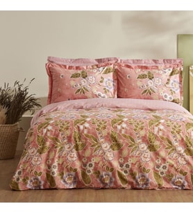Karacahome Pasares Pembe %100 Pamuk Tek Kişilik Nevresim Takımı