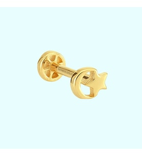 Altın Ayyıldız Tragus Piercing 14 Ayar
