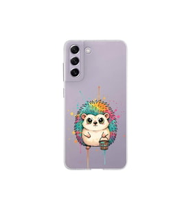 Samsung Galaxy S21 FE ile Uyumlu Splash Kirpi Tasarımlı Şeffaf Silikon Kılıf