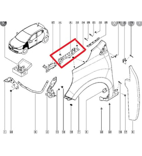 Renault Clio 4 Hb 13/16 Ön Çamurluk Bağlantı Suportu Sol (Orta Kısım) (Sac) (Eagle Body) 