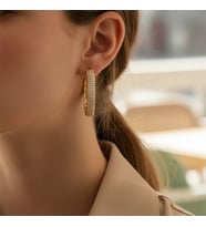 XUPING JEWELRY 14 Ayar Altın Kaplama, Zigzag Halka Küpe