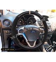 Ford Focus Dikme Direksiyon Kılıfı Alcantara Süet Mat Karbon Bej Yüzük ve Dikiş Titanium 2011-2014