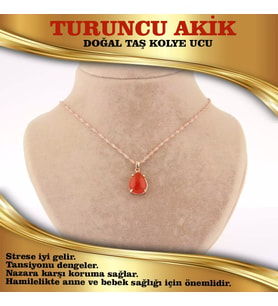 Akik Kolye Ucu Gümüş Zincir Ile Birlikte M351