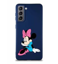 Samsung Galaxy S21 Soft Premier Kapak Minnie Mouse-E Tasarımlı Silikon Kılıf - Lacivert (Şeffaf)