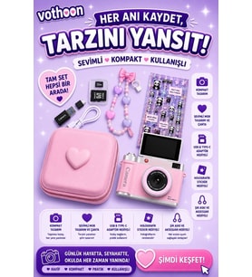 4k Çantalı Dijital Retro Video Kamera 48mp 16x Zoom Işıklı (32gb) Kart Dijital Fotoğraf Makinesi Pembe