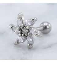 FerizZ 316L Çelik Zirkon Taşlı Çiçek Şekilli Piercing PRC-184