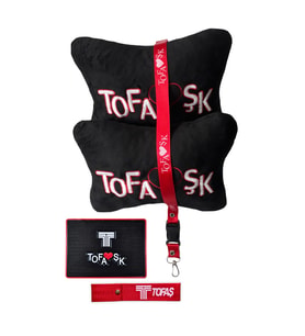 Tofaşk Polar Araç Seyahat Nakışlı Siyah Boyun Yastığı & Tofaş Oto Aksesuar