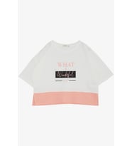 Breeze Kız Çocuk Crop Tişört Yanları Yırtmaçlı Yazı Baskılı 9-14 Yaş, Ekru