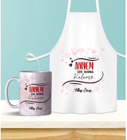 Kişiye Özel Anneler Günü Temalı Mutfak Önlüğü & Kupa Seti