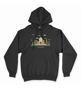 Taç Mahal Siyah Kapşonlu Sweatshirt Hoddie