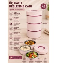 3 Katlı Beslenme Kabı Sızdırmaz Kapaklı Yemek Saklama Kabı