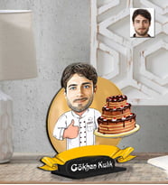 Kişiye Özel 2 Boyutlu Pastacı Erkek  Ahşap Biblo-1