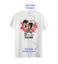 Sevgili ve Eşlere Özel Dijital Baskılı Unisex Tshirt, Günlük Kullanıma Uygun Pamuklu Regular Tshirt (Beyaz)
