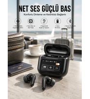 Yeni Nesil Bluetooth Kulaklık Ekranlı Yüksek Ses Kaliteli Uzun Şarj Süreli