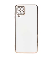 Galaxy A12 Kılıf Zore Bark Kenarları Altın Renk Kılıf (Beyaz)