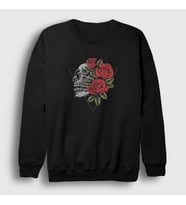 Presmono Unisex Siyah Roses And Skull Sweatshirt 353658tt