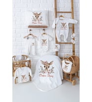 Pia Baby Premium %100 Pamuk Kız Bebek Hediyesi 11 Parça İsme Özel Doğum Seti 5034-00 (Ekru)