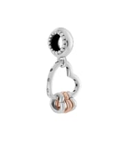İki Renkli Kalpler Charm  925 Ayar Gümüş