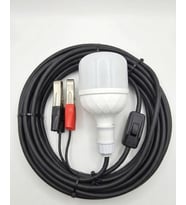 Aküden Bağlantılı Maşalı 30W 12V Led Ampul,lü E27 Duylu Anahtarlı Araç,Karavan,Kamp Seyyar Lamba 12/16A 2 X1,5mm TTR Bakır 10 Mt-Siyah