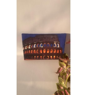 Colosseum Manzaralı Natürel Tasarım Ahşap Çerçeve Ev İşyeri Duvar Kanvas Tablo MMR2 (Çok Renkli)