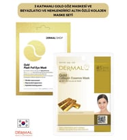 Dermal 3 Katmanlı Gold Göz Maskesi ve Beyazlatıcı Nemlendiric Kolajen Altın Maske Seti