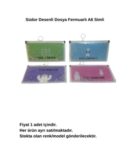 Desenli Dosya Fermuarlı A6 Simli (SB36)