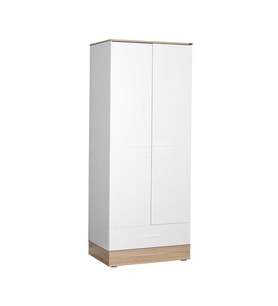 Adore Mobilya Base 2 Kapaklı Tek Çekmeceli Gardırop-İtalyan Meşe-Mat Beyaz 80x198x52 cm (GxYxD)