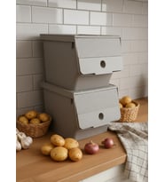 Vizon 2'Li 13,5 Lt Modubox Kayar Kapaklı Saklama Kabı & Patates Soğan Kovası & Erzak Kutusu