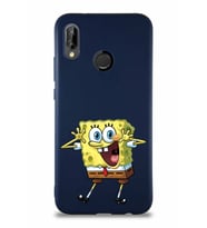 Huawei P20 Lite Soft Premier Kapak Sünger Bob Tasarımlı Silikon Kılıf - Lacivert (Şeffaf)