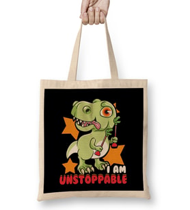 Cute & Funny I Am Unstoppable T Rex Dinosaur Pun Bez Çanta Uzun Saplı