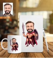 Kişiye Özel Gladyatör Savaşçı Tasarımlı Karikatür Defter Kalem Kupa Set 95